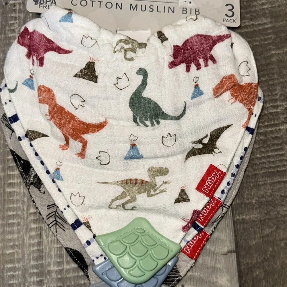 NUBY Cotton Muslin‎ Bibs - 3 Pack NWT